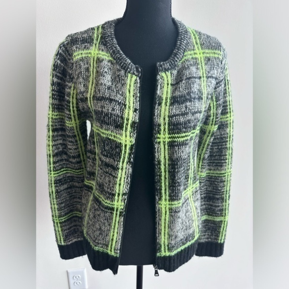 FOREVER 21 Neon and Grey Zip Front Cardigan